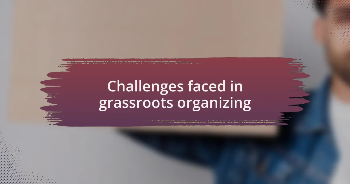 Challenges faced in grassroots organizing