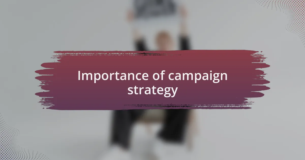 Importance of campaign strategy