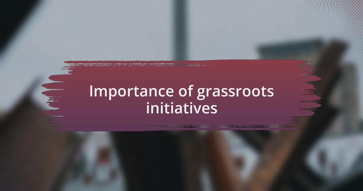Importance of grassroots initiatives