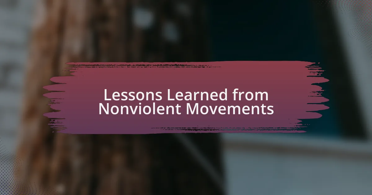 Lessons Learned from Nonviolent Movements