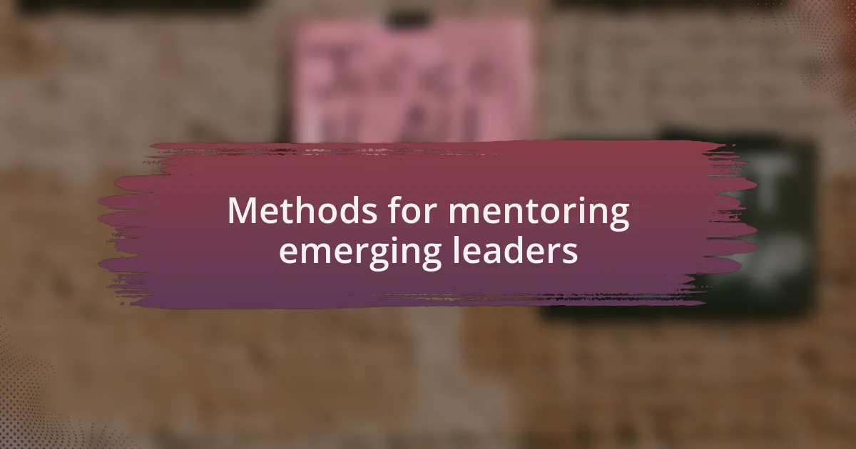 Methods for mentoring emerging leaders
