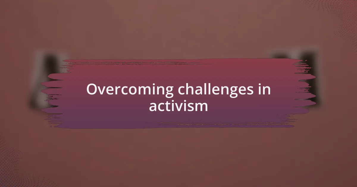 Overcoming challenges in activism