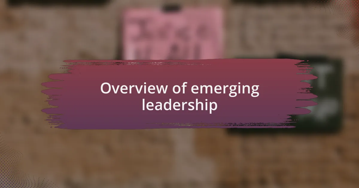 Overview of emerging leadership